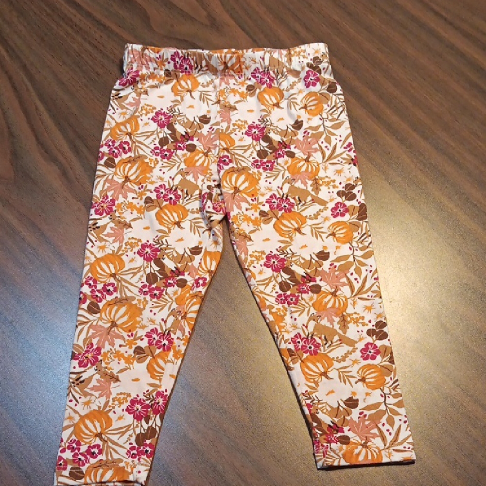 Tahari Kids Leggings with Pumpkin and Floral Print